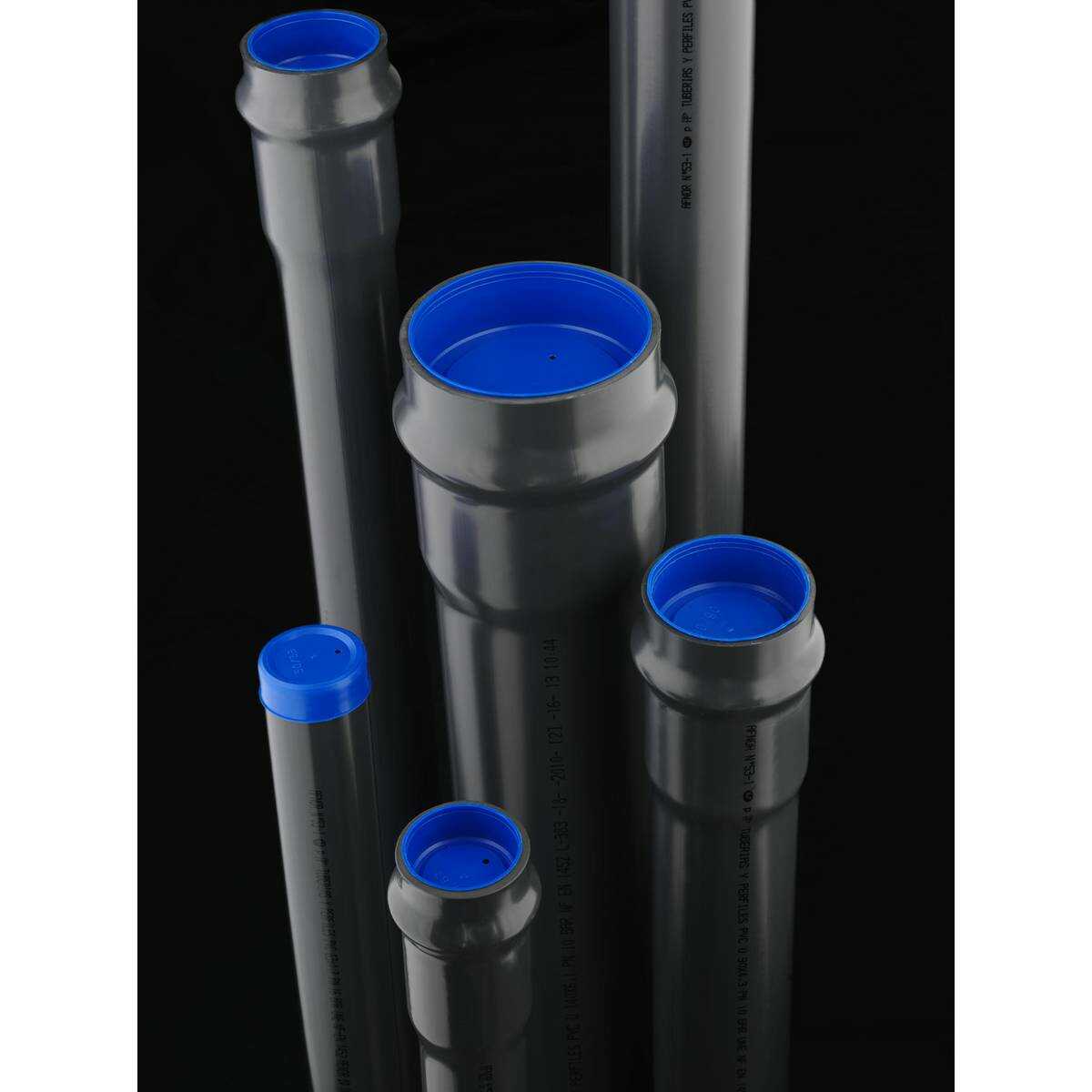 Tube PVC Pression AEP d=200mm PN10, joint, long.6m, gris, certif. NF EN ISO 1452